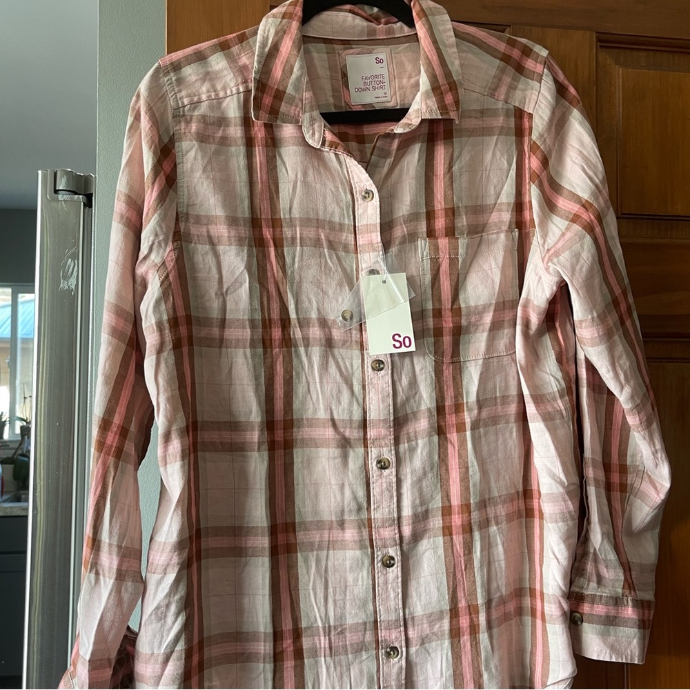 Pink and salmon plaid print